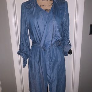 Blue 👗light denim wrap around dress.